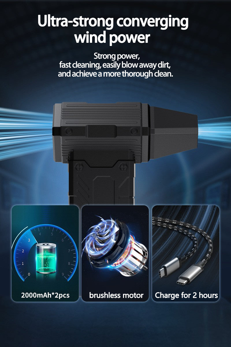 "High-Power Turbo Fan" — Strong airflow, 7 professional nozzles, long battery life, rapid inflation, portable & durable design