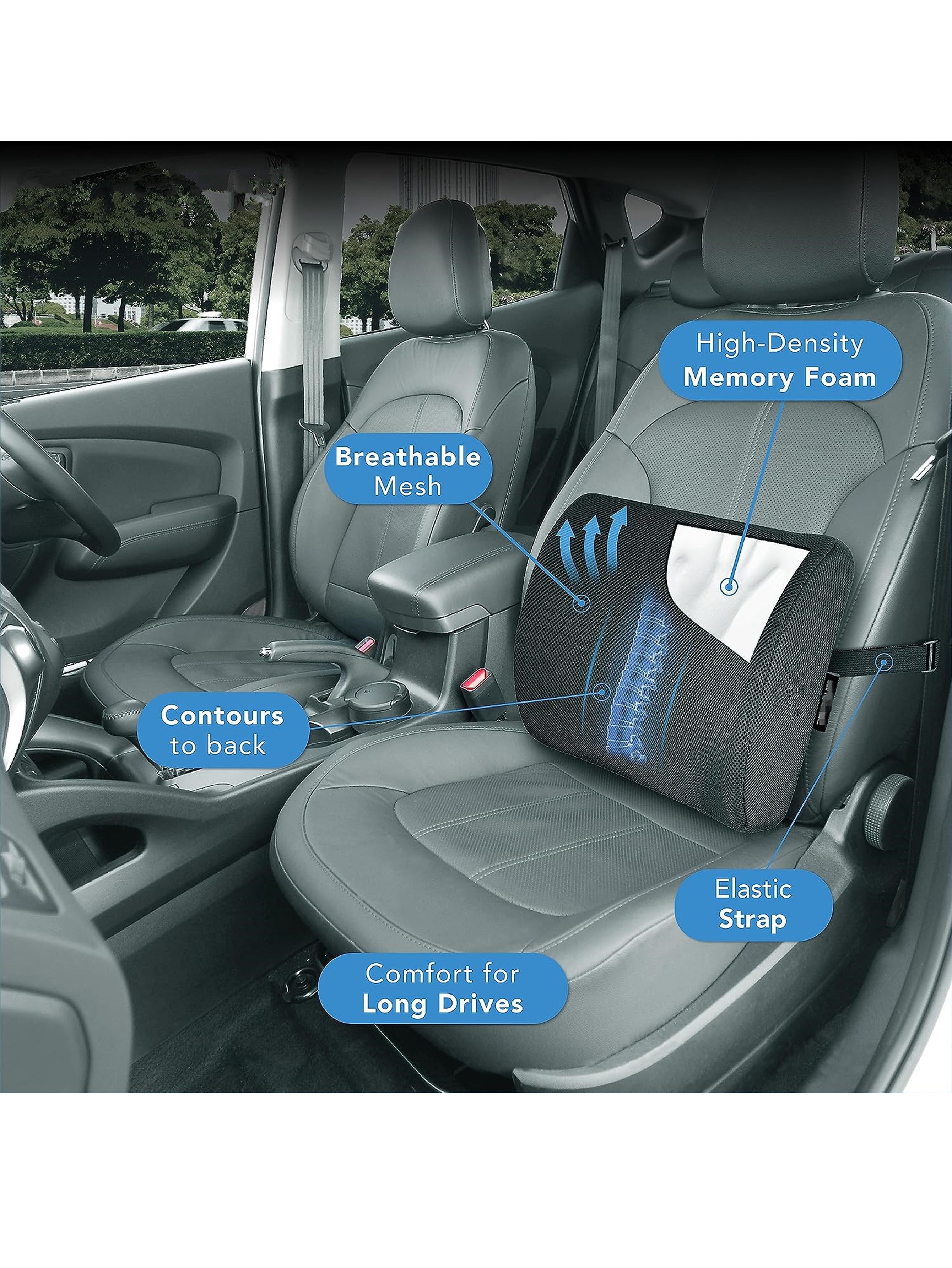 The Lumbar Support Pillow For Office Chair and Car Seat, Perfectly Balanced Memory Foam , Versatile Use Lower Back Cushion