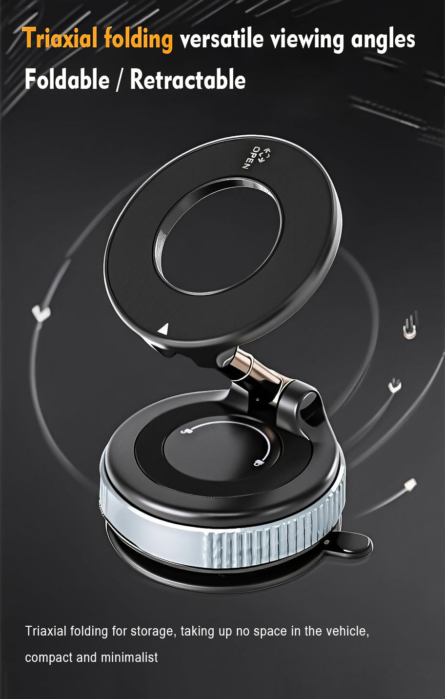 Supporto per telefono da auto con ventosa e supporto magnetico con braccio in lega di zinco, adatto a telefoni da 4,7-6,7", universale per parabrezza/cruscotto