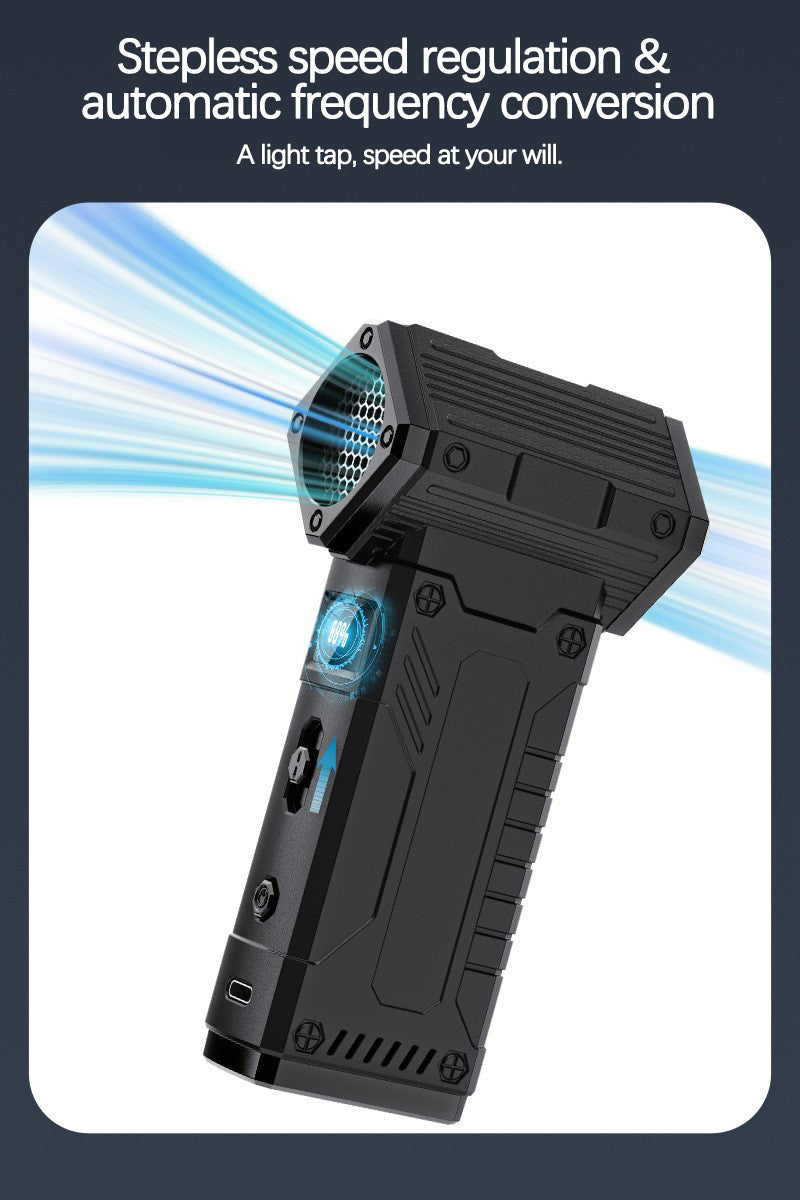 "High-Power Turbo Fan" — Strong airflow, 7 professional nozzles, long battery life, rapid inflation, portable & durable design