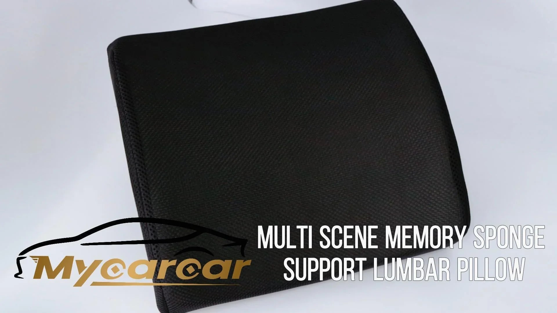 Black memory foam lumbar support pillow with mesh cover for car seat back support