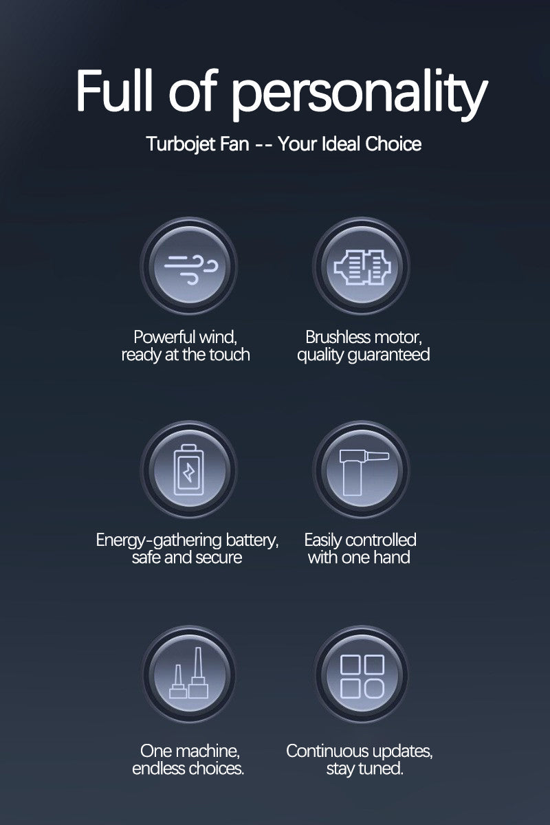 "High-Power Turbo Fan" — Strong airflow, 7 professional nozzles, long battery life, rapid inflation, portable & durable design