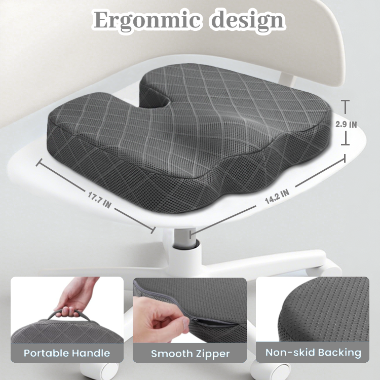 The Seat Cushion - Memory Foam Cushion for Office Chair, Car Seat, Airplane, Bleacher - Sciatica & Hip & Coccyx Pain Relief Desk Chair Cushion for Long Sitting Office Workers, Car Drivers.