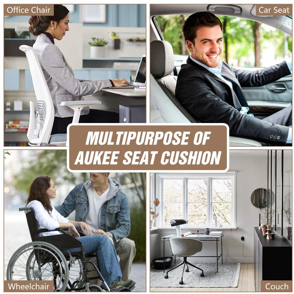 The Car Seat Cushion with Comfort Memory Foam, Seat Cushion for Car and Office Chair (Black/Grey/Brown)