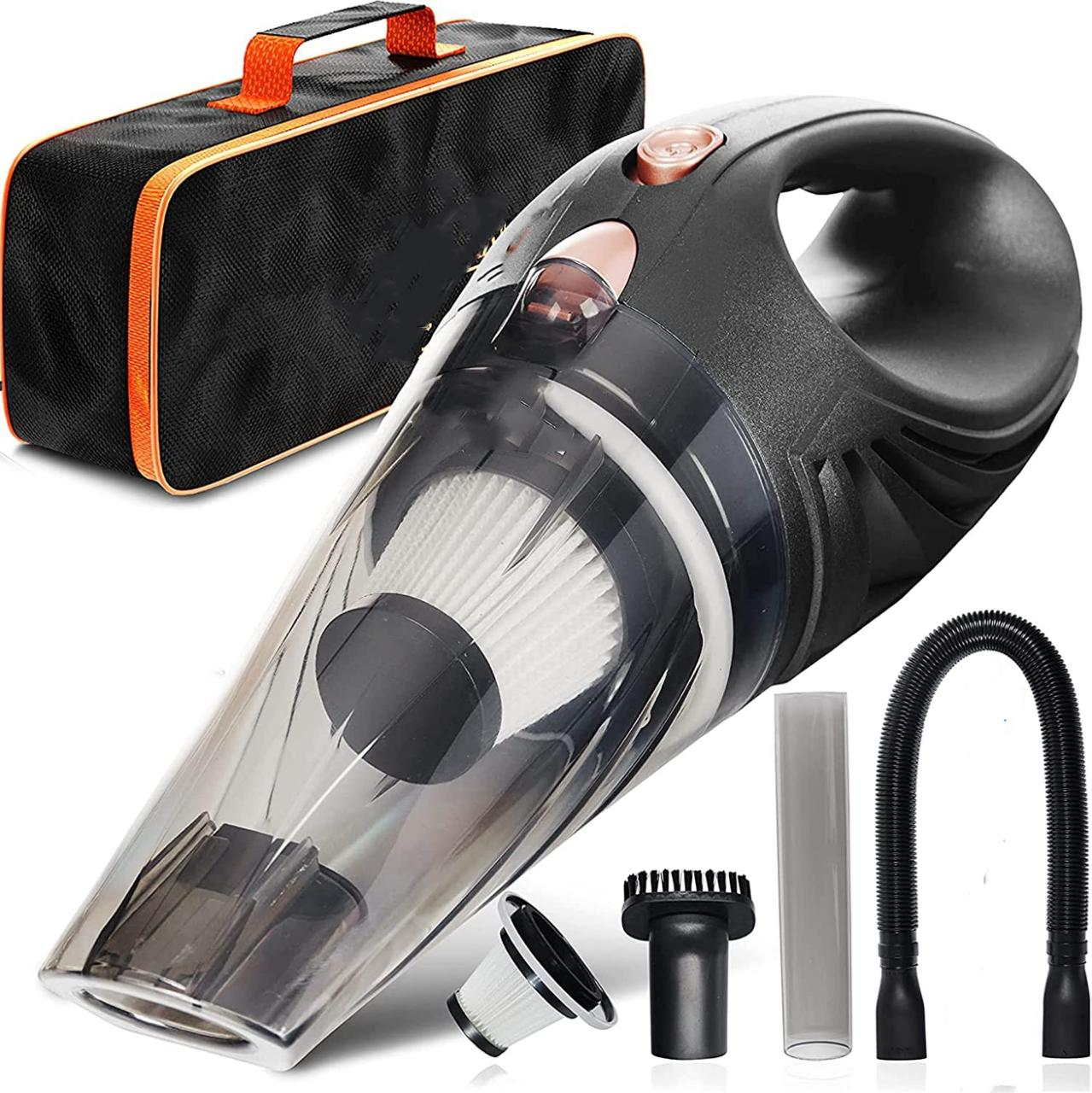 Wet/Dry Car Vacuum Cleaner - 90W DC12V, F6 HEPA Filter, 0.5L Dust Cup, 4.5M Cable (Wired/Wireless Option), Crevice Tool, Brush, Hose & Storage Bag Included