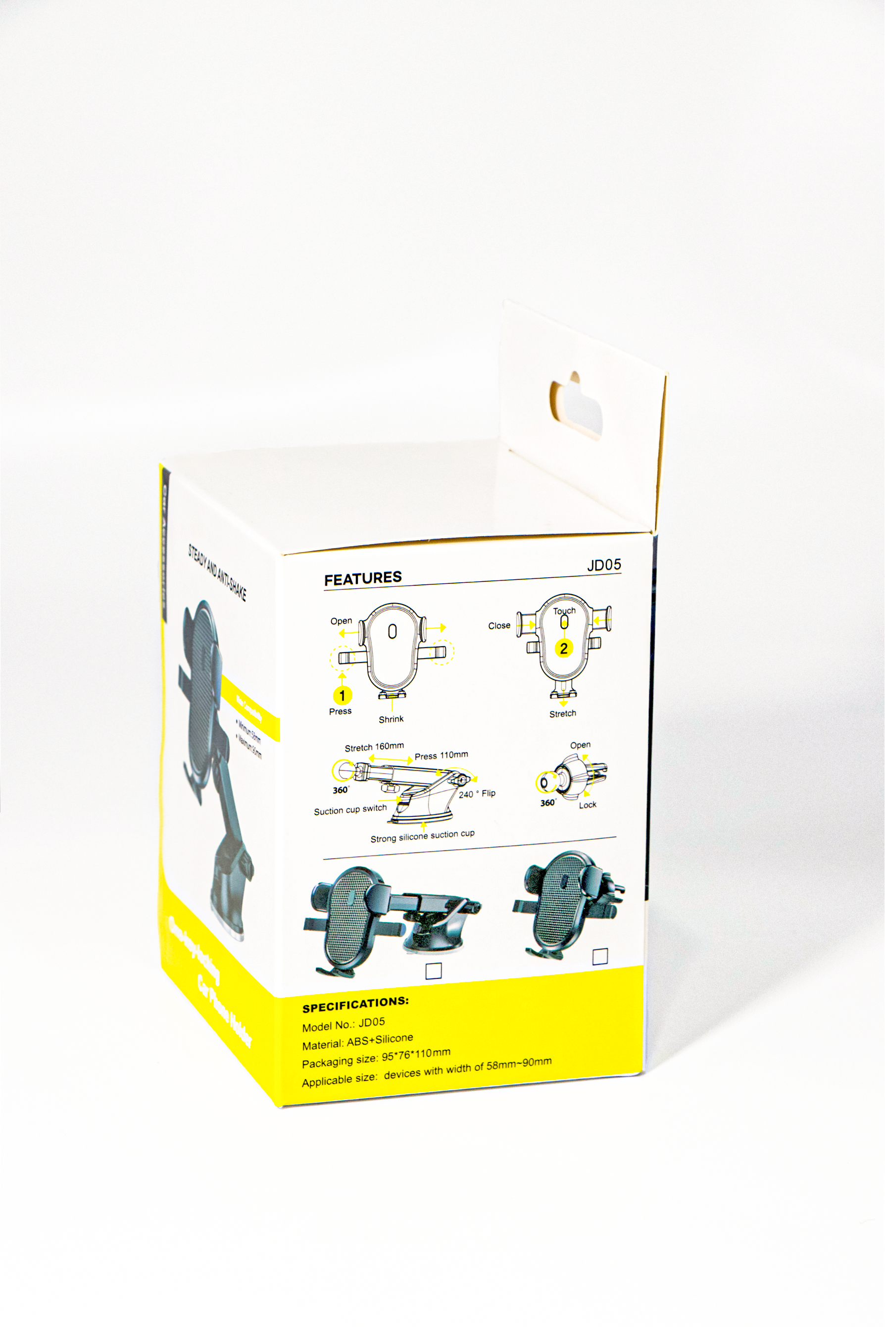 3-in-1 Car Phone Mount with Silicone Suction Cup for Dashboard Windshield Vent- Universal for 5-9cm Devices