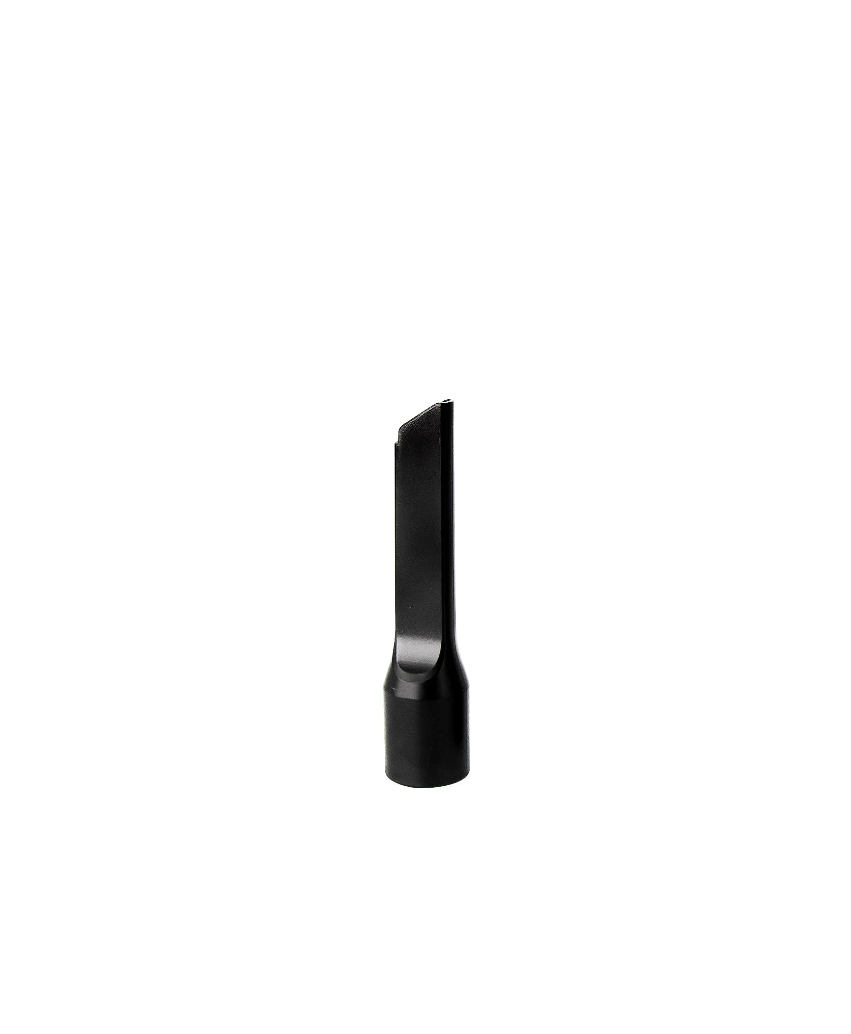 Black angled vacuum crevice tool attachment on white background