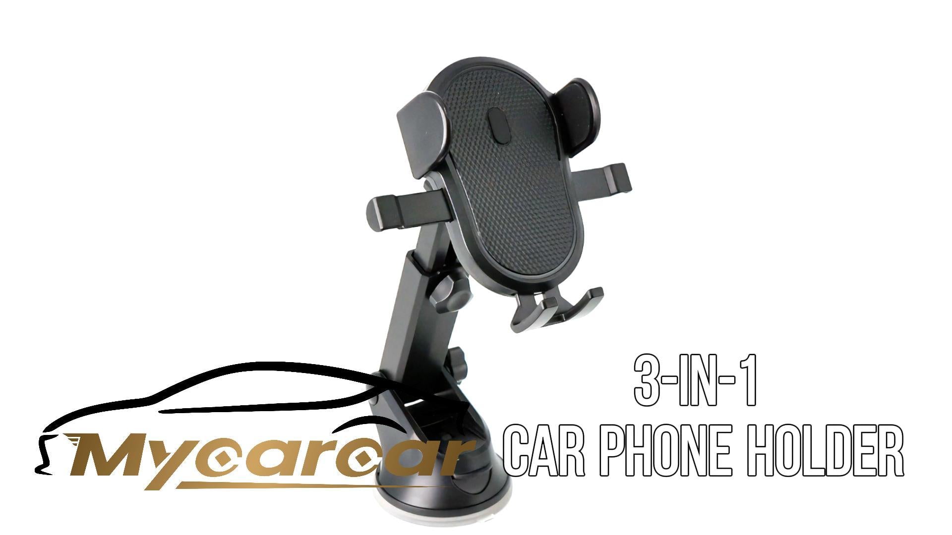 3-in-1 Car Phone Mount with Silicone Suction Cup for Dashboard Windshield Vent- Universal for 5-9cm Devices
