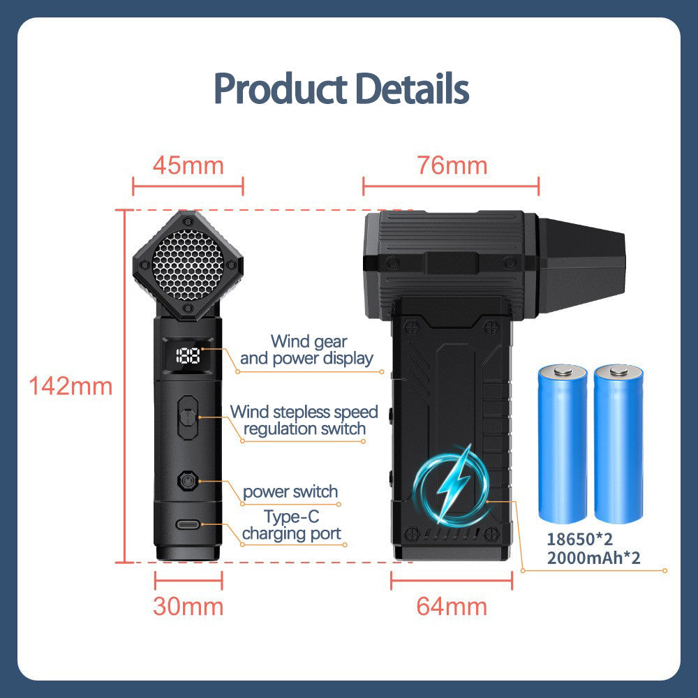 "High-Power Turbo Fan" — Strong airflow, 7 professional nozzles, long battery life, rapid inflation, portable & durable design