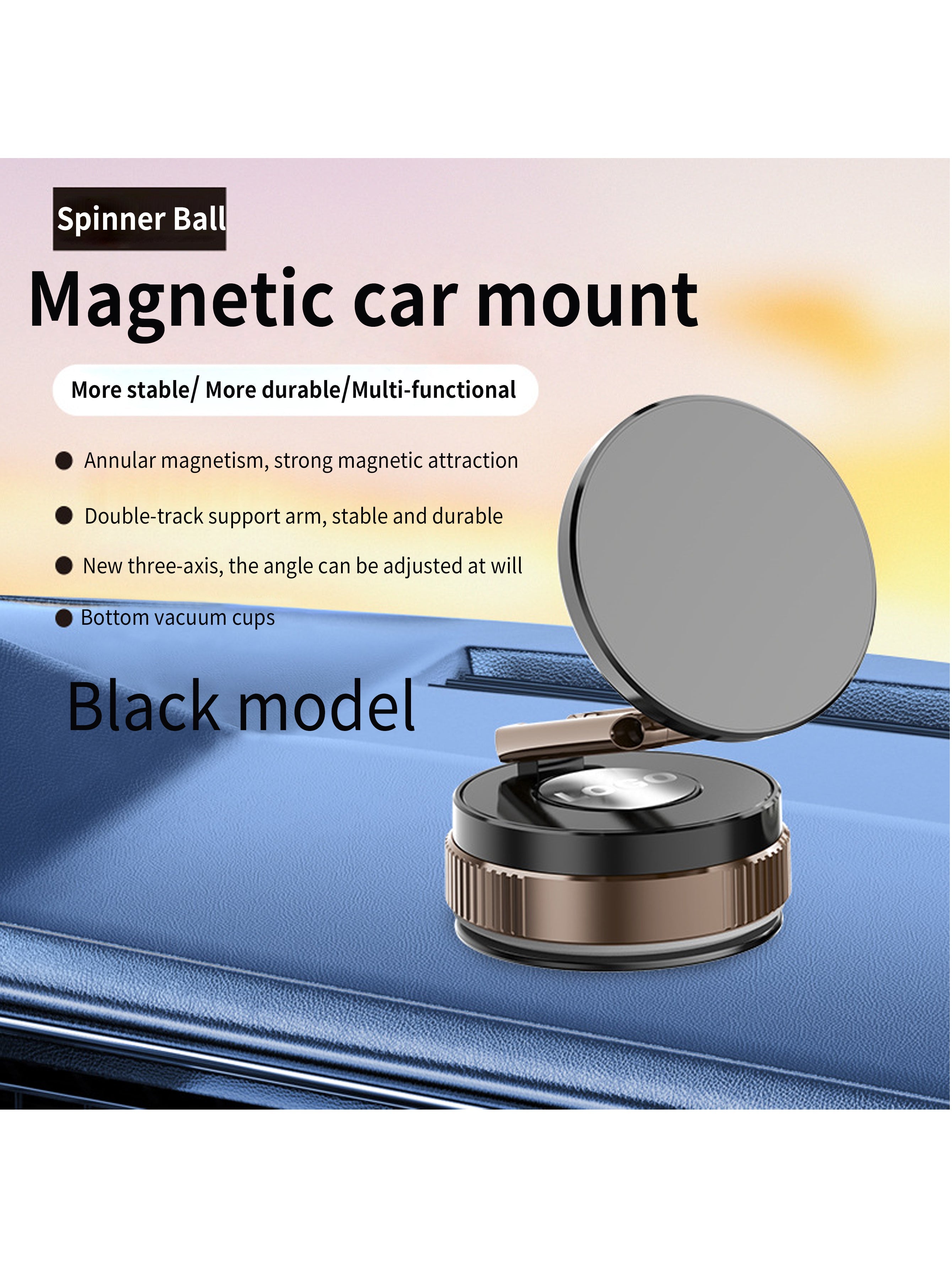 Car Phone Mount Vacuum Suction & Magnetic Phone Holder with Zinc Alloy Arm,Fits 4.7-6.7" Phones, Universal for Windshield/Dashboard