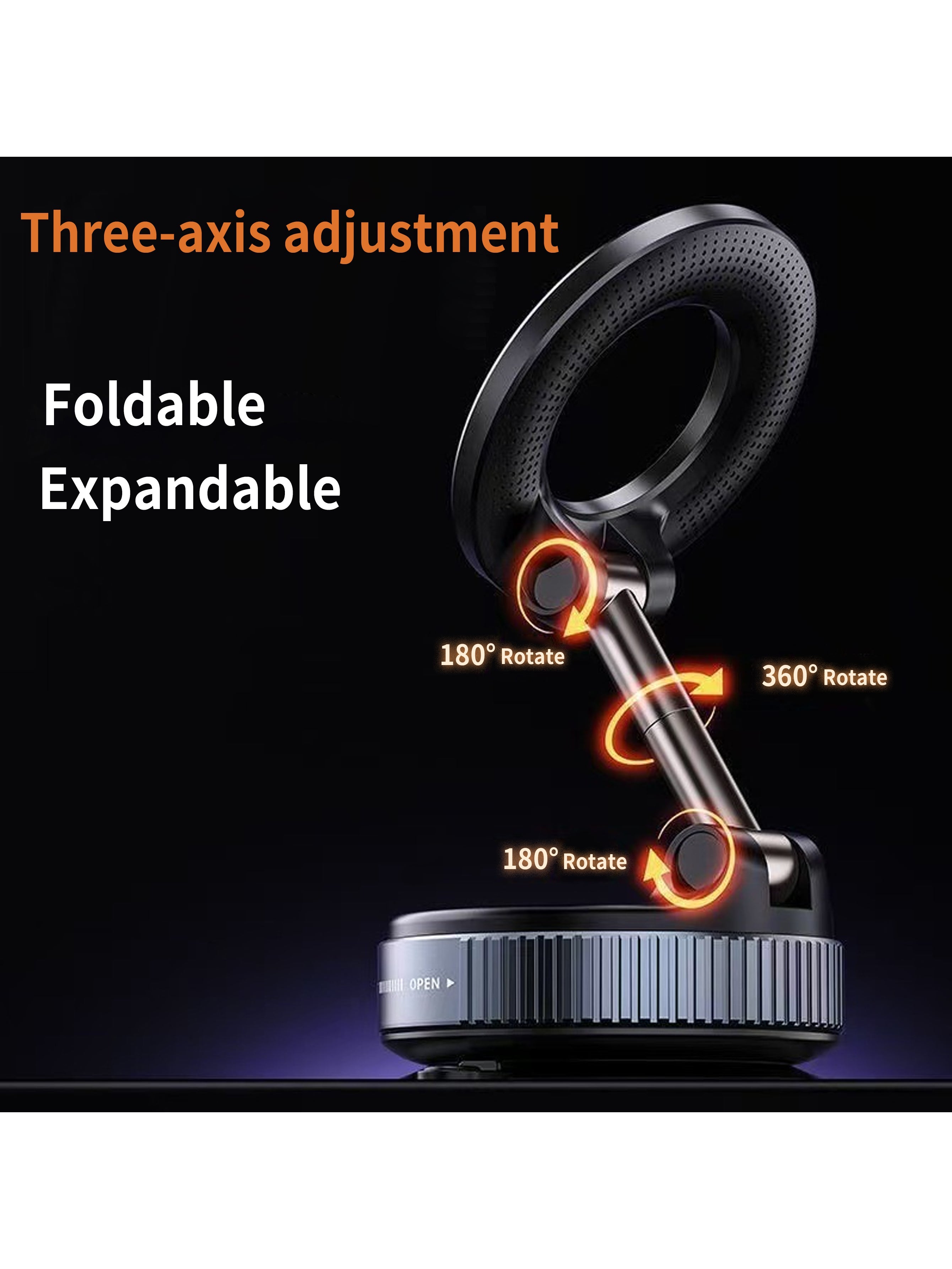 Car Phone Mount Vacuum Suction & Magnetic Phone Holder with Zinc Alloy Arm,Fits 4.7-6.7" Phones, Universal for Windshield/Dashboard